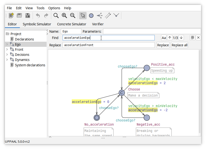 Local find and replace dialog