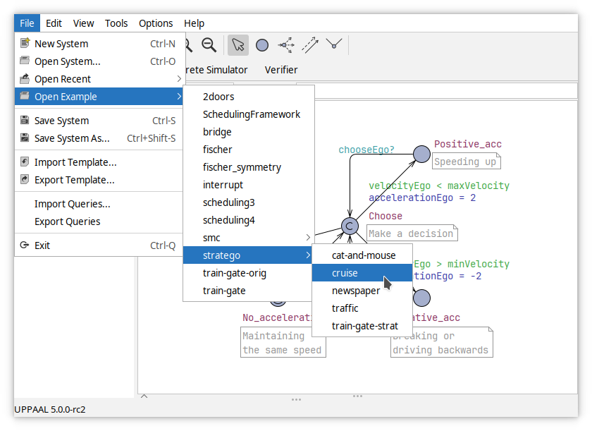 Open Example menu